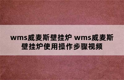 wms威麦斯壁挂炉 wms威麦斯壁挂炉使用操作步骤视频